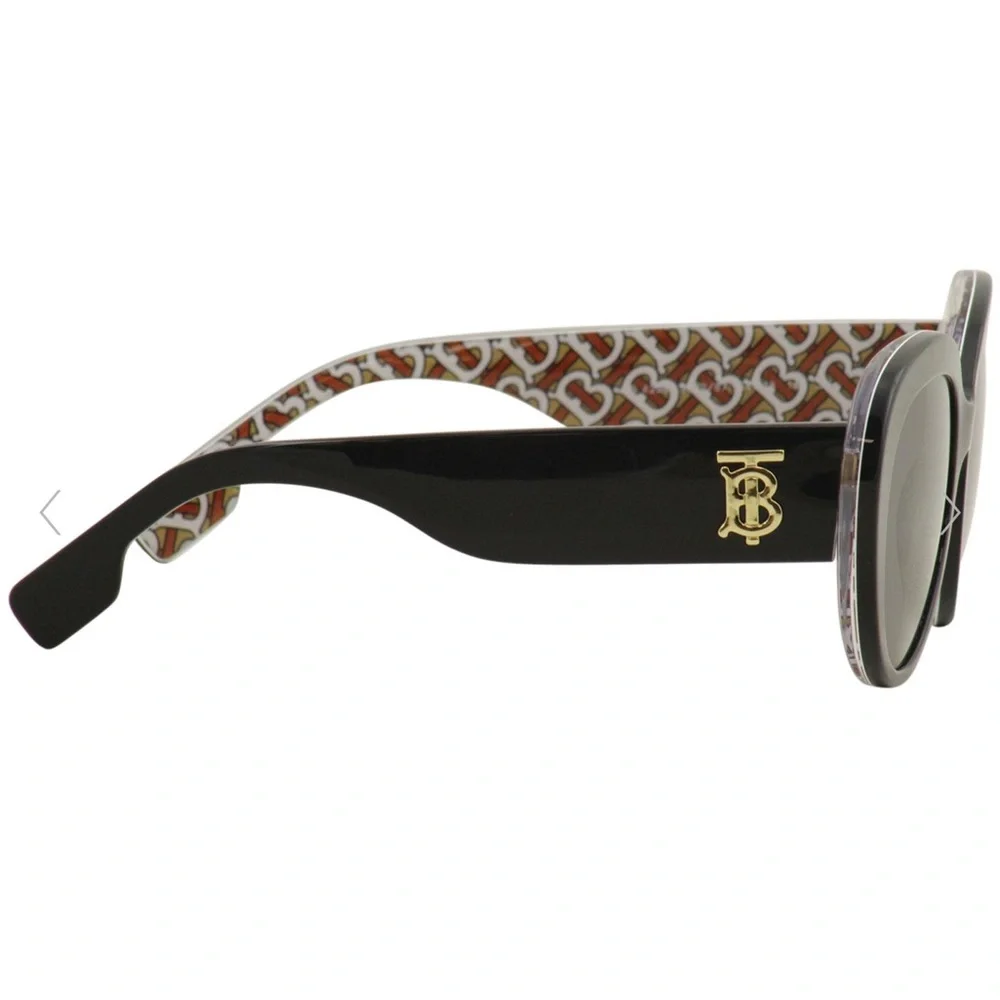 Authentic Burberry B4298 /3822 oversized monogram cat eye black logo sunglasses
